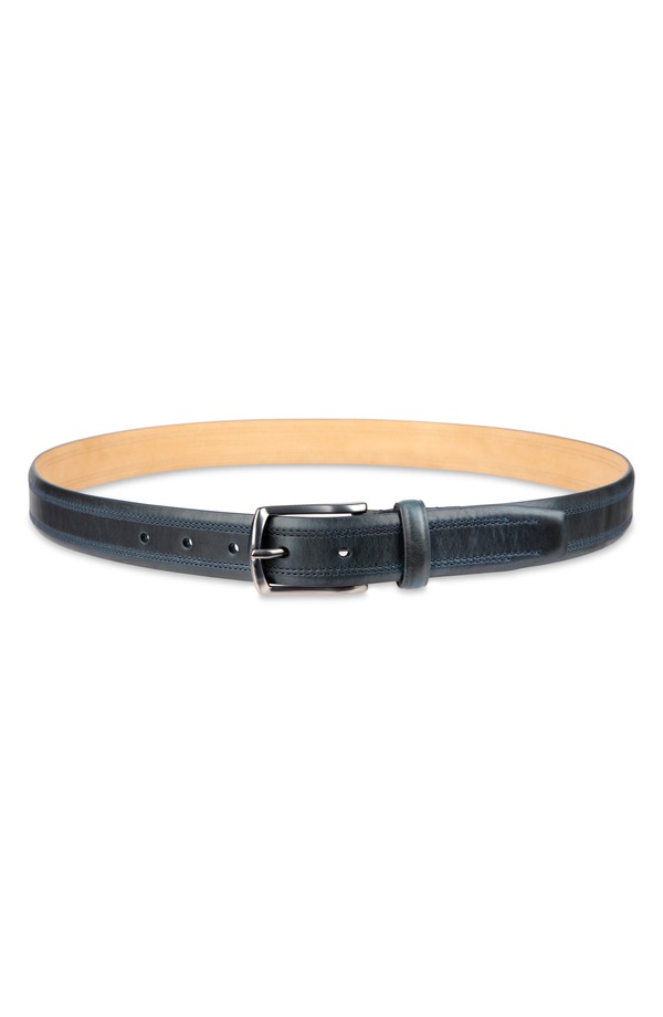 コールハーン メンズ アクセサリー ベルト レザー Cole Haan Festitch Leather Belt Navy ネイビー