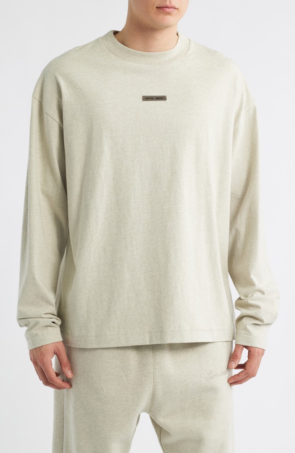フィアオブゴッド メンズ トップス Tシャツ ロゴ グラフィック Fear of God Essentials Classic Fit Long Sleeve Logo Graphic T-Shirt Heather Stone ヘザー