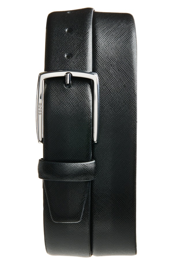 元締め メンズ 付属品 胴締め なめし革 BOSS Celie Leather Belt Black 黒いこと
