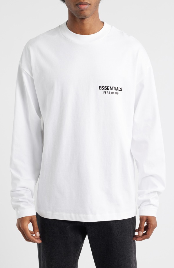 フィアオブゴッド メンズ トップス Tシャツ グラフィック Fear of God Essentials Classic Fit Long Sleeve Graphic T-Shirt Bright White ホワイト