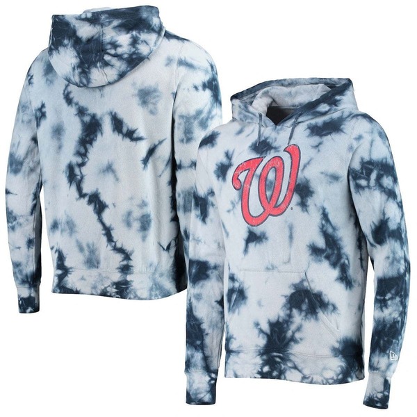 ニュー内鰓 メンズ アウター パーカー・スウェット Men\u0027s New Era Navy Washingtonationals Tie-Dye Pullover Hoodie Navy 米国海軍