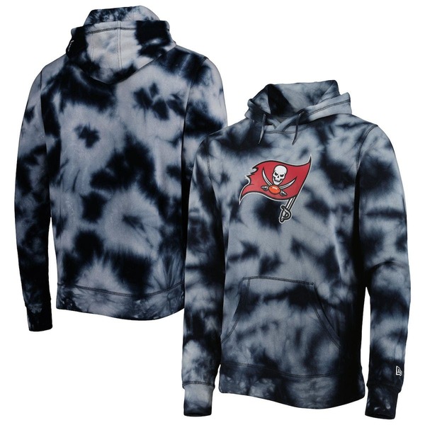 ニュー内鰓 メンズ アウター パーカー・スウェット Men\u0027s New Era Black Tampa Bay Buccaneers Team Tie-Dye Pullover Hoodie Black 黒いこと