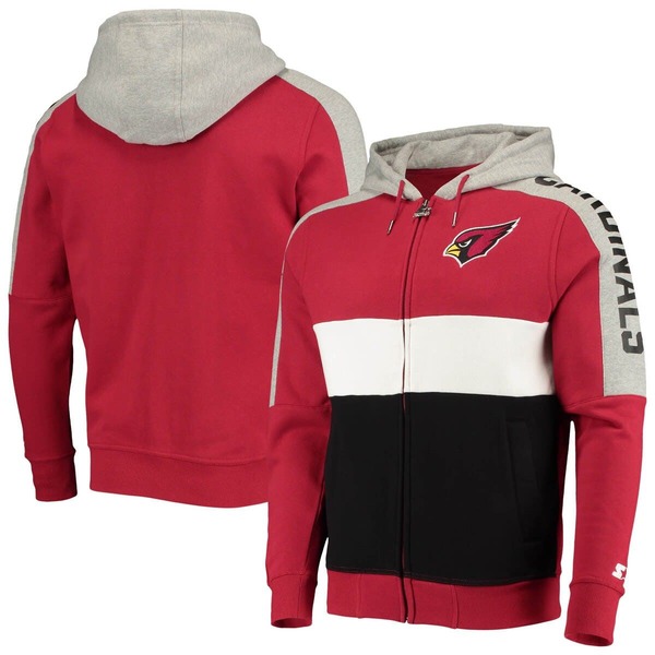 クランク メンズ アウター パーカー・スウェット Men\u0027starter Cardinal/Black Arizona Cardinals Playoffs Color Block Full-Zip Hoodie Cardinal 黒いこと