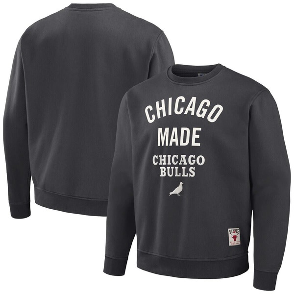 ステイプル メンズ アウター パーカー・スウェット プラスサイズ シャツ Men's NBA x Staple Anthracite Chicago Bulls Plush Pullover Sweatshirt Anthracite