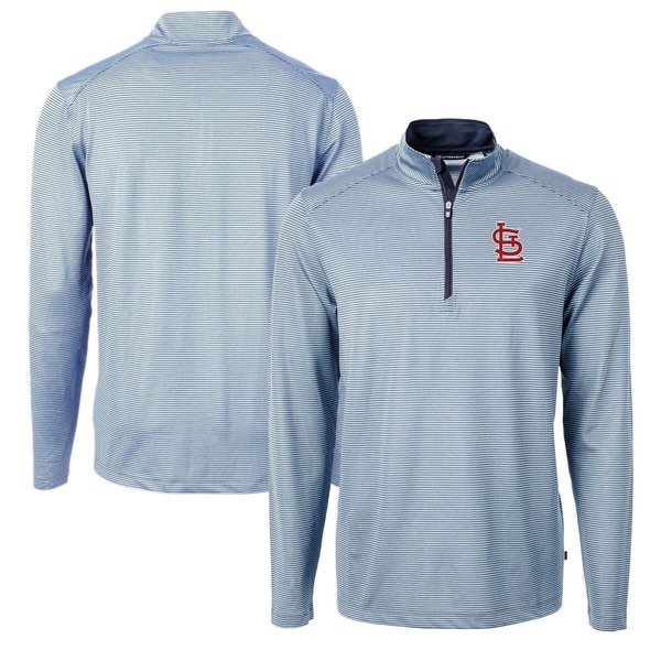 裁断師アンドうしろ側 メンズ アウター パーカー・スウェット Men\u0027s Cutter \u0026 Buck Light Blue/Navy St. Louis Cardinals Virtueco Pique Micro Stripe Recycled Quarter-Zipullover Top Light Blue 青色