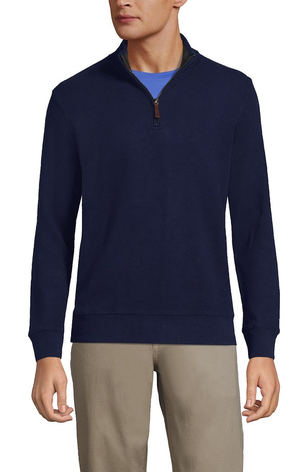 ランズ挙げ句の果て メンズ アウター パーカー・スウェット ハーフジップ スウェーター Lands\u0027 End Bedford Rib Quarter Zipullover Sweateradiant Navy 米国海軍