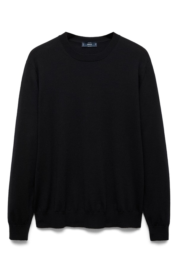 マンゴ メンズ アウター パーカー・スウェット 労働者の一団のど首 羊毛 スウェーター MANGO Crewneck Wool Sweater Black 黒いこと