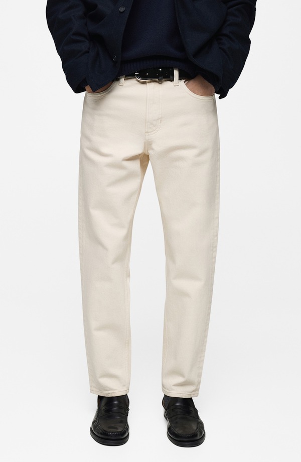 マンゴ メンズ ボトムス ジーンズズボン下 デニム MANGO Ben Tapered Jeans Ecru エクリュ ズボン・パンツ-メンズファッション