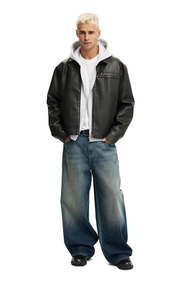 コットンオン メンズ アウター パーカー・スウェット クロップド Cotton Men\u0027s Cropped Zip Up Hoodie Grey Marle 薄墨色