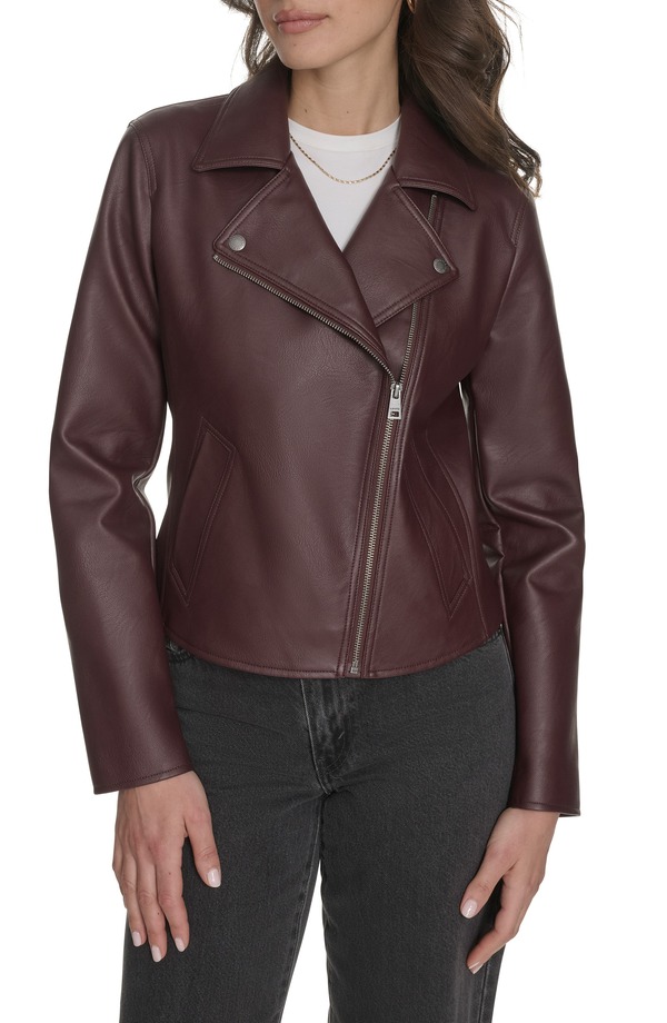 リーバイス レディース アウター ジャケット・ブルゾン レザー フェイクレザー Levi's Women's Essential Faux Leather Moto Jacket Oxblood オックスブラッド