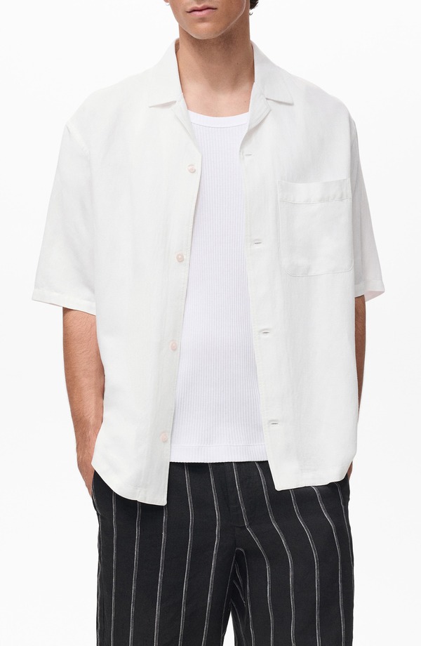 マンゴ メンズ トップス シャツ レギュラーフィット MANGO Regular Fit Camp Shirt Off White オフホワイト