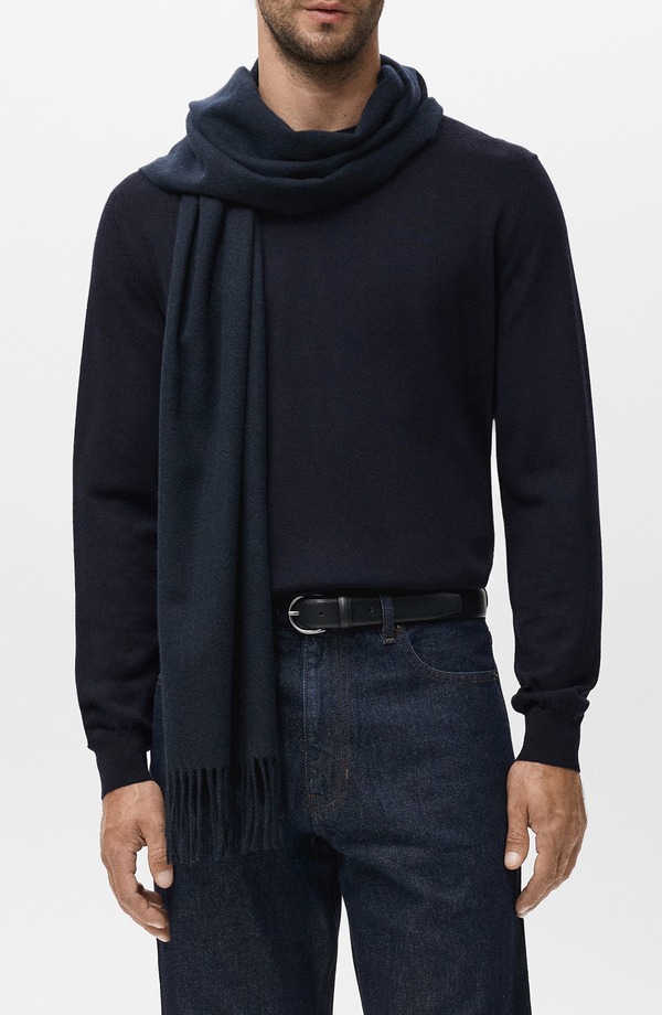 マンゴ メンズ アウター パーカー・スウェット 労働者の一団のど首 羊毛 スウェーター MANGO Crewneck Wool Sweater Navy 米国海軍