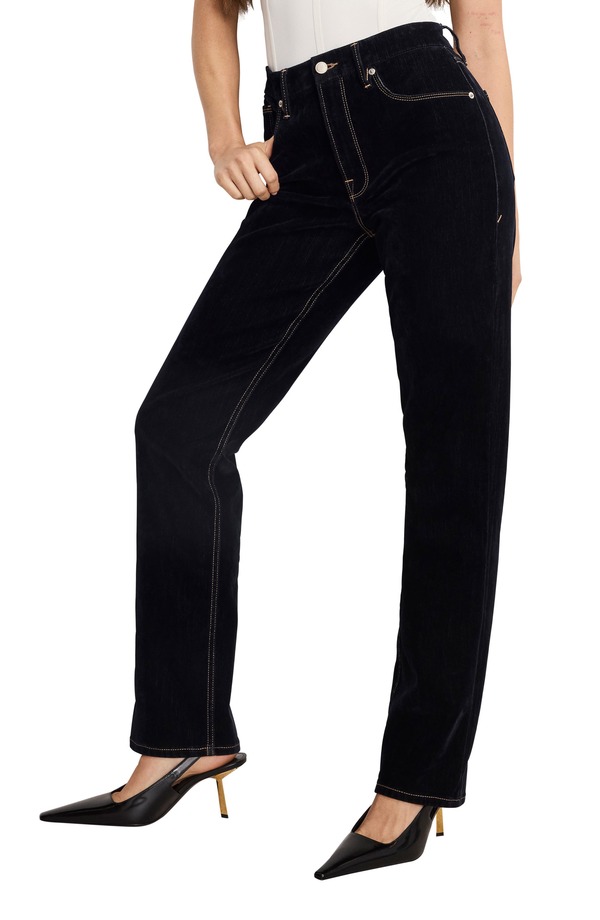 グッドアメリカン レディース ボトムス レギンストレート ベルベット ジーンズ Good American Good Icon Straight Leg Velvet Jeans Indigo939