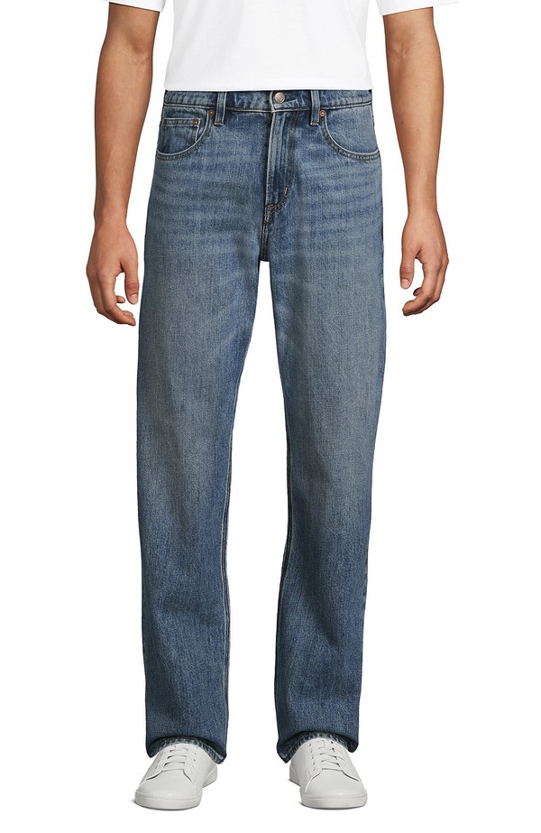 ランズエンド メンズ ボトムス デニムパンツ Lands' End Rigid Comfort Waist Classic Fit Jean Medium Tahoe Wash|ReVida 店