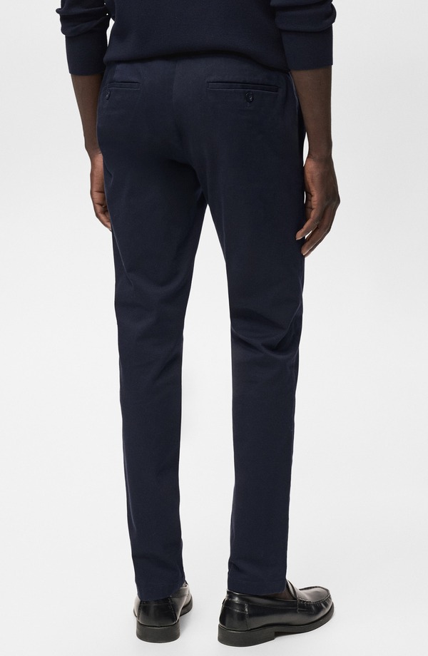 マンゴ メンズ ボトムス 心地好いズボン下 か細い相応う MANGO Barna Slim Fit Stretch Twill Chino Pants Navy 米国海軍 メンズファッション-ズボン・パンツ