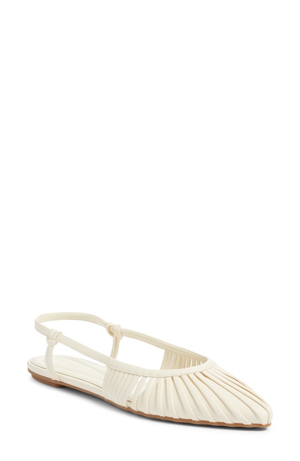 オープンエディット レディース シューズ パンプス Open Edit Kaira Woven Slingback Flat Ivory Egret アイボリー|ReVida 店