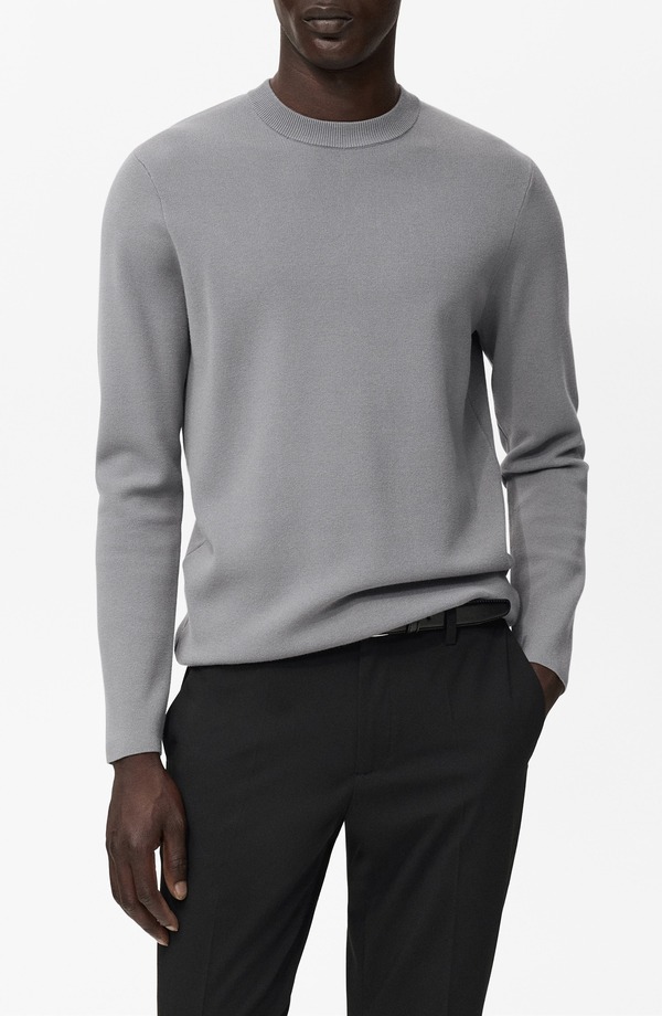 マンゴ メンズ アウター パーカー・スウェット レギュラー填まる 労働者の一団のど首 スウェーター MANGO Regular Fit Crewneck Sweater Grey 薄墨色