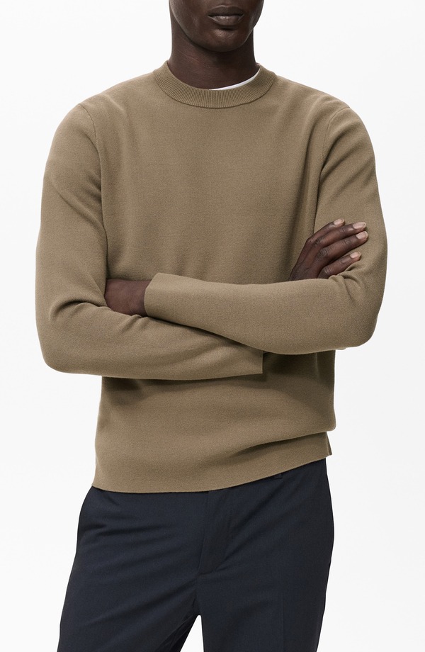 マンゴ メンズ アウター パーカー・スウェット レギュラー填まる 労働者の一団のど首 スウェーター MANGO Regular Fit Crewneck Sweater Medium Brown 赤銅色