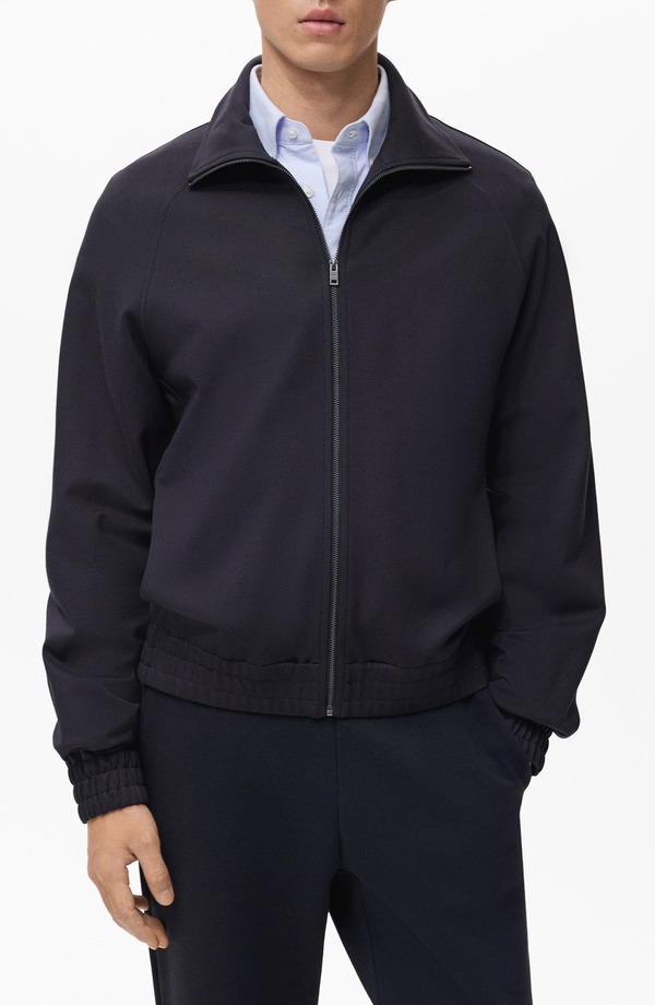 マンゴ メンズ アウター パーカー・スウェット レギュラー填まる プルオーバー MANGO Regular Fit Zip-Up Sweatshirt Navy 米国海軍
