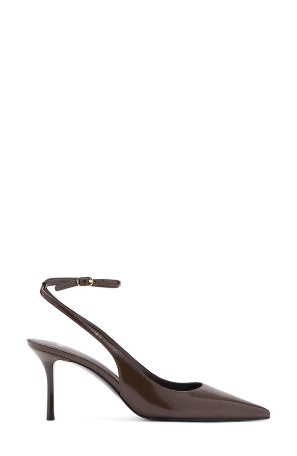 マンゴ レディース シューズ ヒール アンクル MANGO Ankle Strapointed Toe Slingback Pump Chocolate チョコレート|ReVida 店
