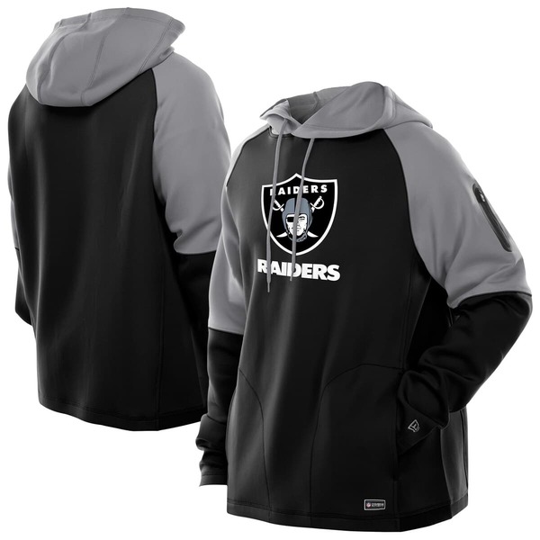 ニュー内鰓 メンズ アウター パーカー・スウェット Men\u0027s New Era Black Las Vegas Raiders Combine Authenticolor Block Raglan Pullover Hoodie Black 黒いこと