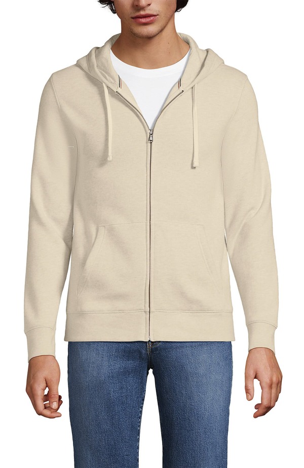 ランズ挙げ句の果て メンズ アウター パーカー・スウェット Lands\u0027 End Seriousweats Full Zip Hoodie Flax Heather ギョリュウモドキ