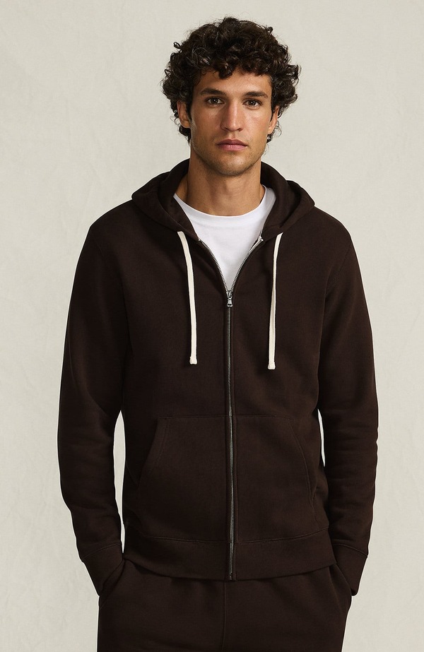 ランズ挙げ句の果て メンズ アウター パーカー・スウェット Lands\u0027 End Seriousweats Full Zip Hoodie Rich Coffee 珈琲