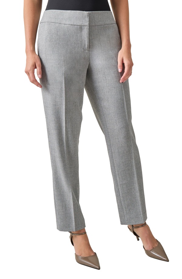 カスパール レディース ボトムス レギンス パンツ KASPER Flat Front Wide Waistband Slim Trouser Pants Grey/ Black ブラック