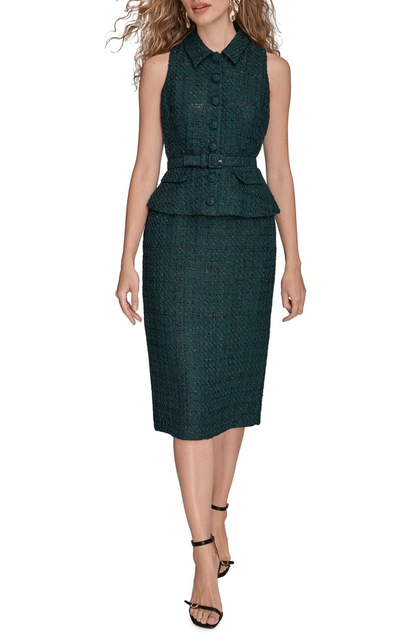 ダナ キャラン ニューヨーク レディース トップス ワンピース ミディ ツイード スカート Donna Karanew York Tweed Top & Midi Skirt Set Hudson