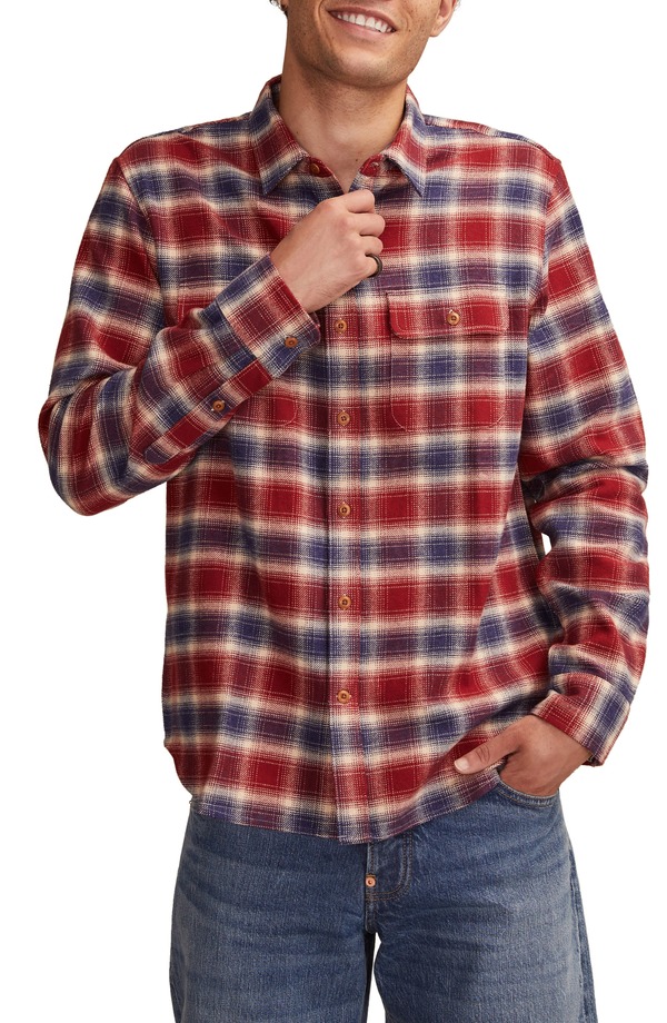 ラッキーブランド メンズ トップス シャツ Lucky Brand Cloud Soft Plaid Flannel Button-Up Shirt Navy Multi ネイビー