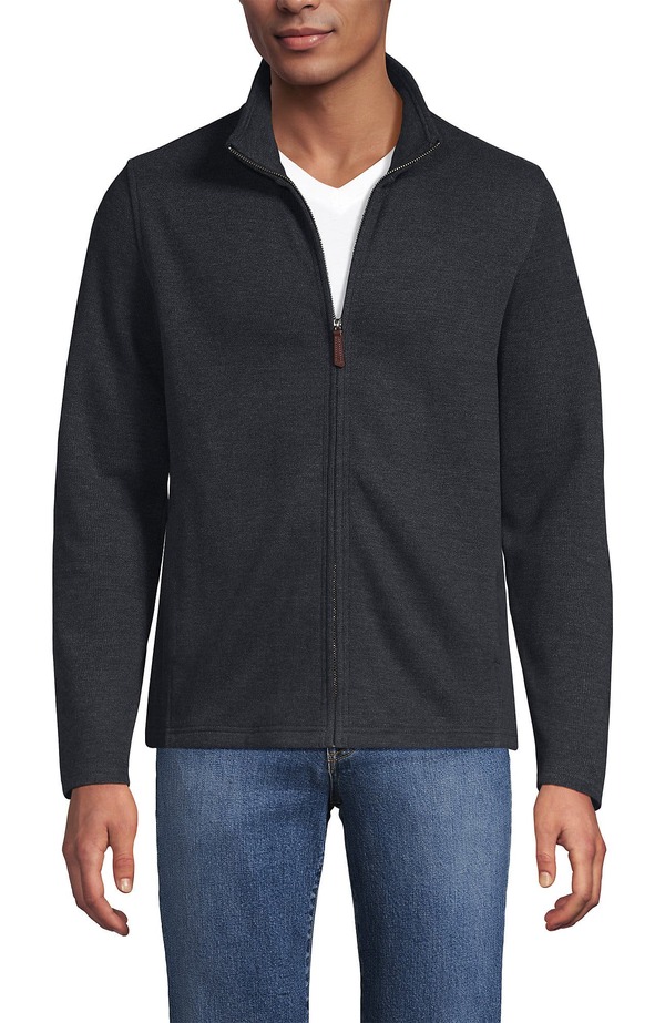 ランズ挙げ句の果て メンズ アウター パーカー・スウェット Lands\u0027 End Bedford Rib Full Zip Dark Charcoal Heather 濃灰色
