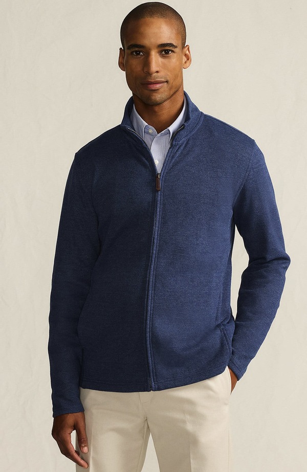 ランズ挙げ句の果て メンズ アウター パーカー・スウェット Lands\u0027 End Bedford Rib Full Zip Medium Denim Heather ギョリュウモドキ