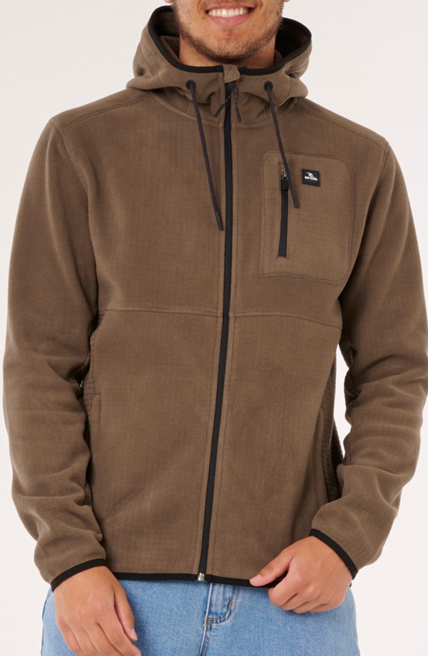 下唇長い巻き毛 メンズ アウター パーカー・スウェット フリース Rip Curl Departed Polar Fleece Zip Hoodie Rock