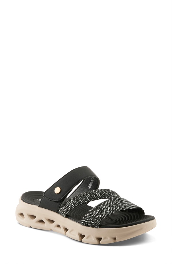 フレクサス レディース シューズ ヒール プラットフォーム サンダル Flexus by Spring Step Galvanesa Platform Slide Sandal Black ブラック|ReVida 店