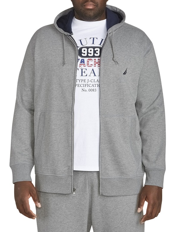 ナウティカ メンズ アウター パーカー・スウェットール フリース Nautica Big \u0026 Tall Full-Zip Fleece Hoodie Stone Heather Grey 薄墨色