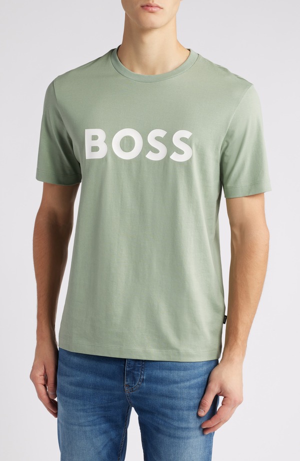 ボス メンズ トップス Tシャツ ロゴ グラフィック BOSS Tiburt Logo Graphic T-Shirt Light/ Pastel Green グリーン