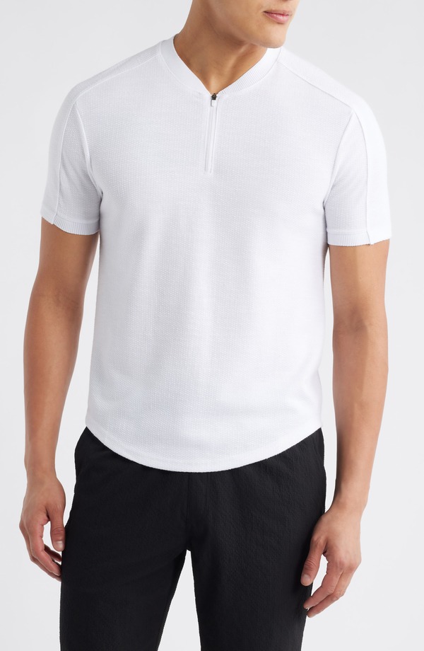 ダブリューアールケー メンズ トップス Tシャツ スリムフィット W.R.K Mason Slim Fitextured Zip T-Shirt White ホワイト