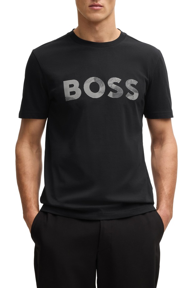 ボス メンズ トップス Tシャツ ロゴ グラフィック BOSS Glamping Logo Graphic T-Shirt Black ブラック