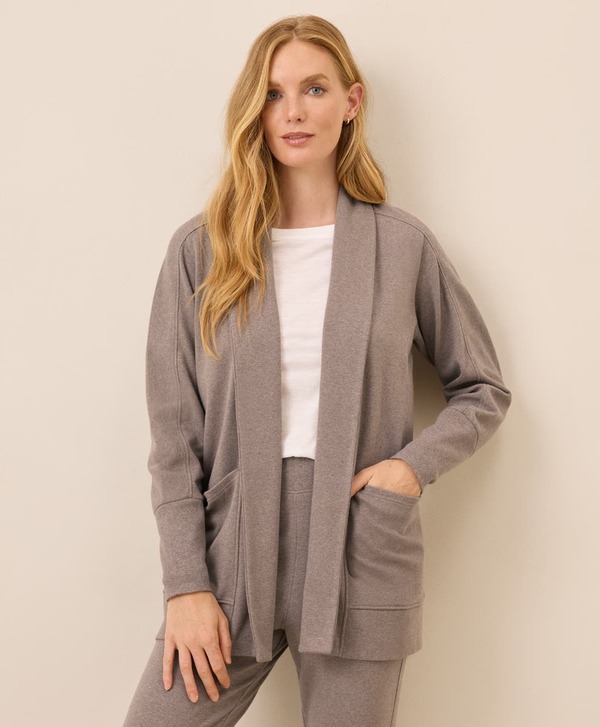 パクト レディース アウター パーカー・スウェット コットン カーディガン Pact Organicotton Airplane Wrap Cardigan Deep Taupe Heather ヘザー|ReVida 店