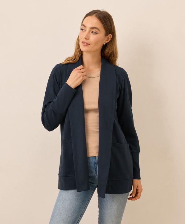 パクト レディース アウター パーカー・スウェット コットン カーディガン Pact Organicotton Airplane Wrap Cardigan Midnight Blue ブルー|ReVida 店