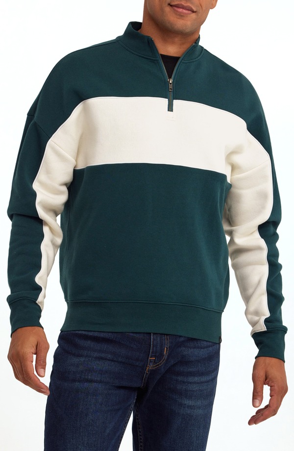 スレッズ・フォー・ソート メンズ アウター パーカー・スウェット プルオーバー 色合い差しつかえる フリース Threads 4 Thought Angus Colorblock Half-Zip Fleece Sweatshirt Serrano / Ecru エクリュ