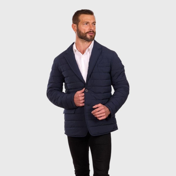 ペリーエリス メンズ アウター ジャケット・ブルゾン キルティング ブレザー Perry Ellis Tech Stretch Quilted Blazer Jacket Navy ネイビー