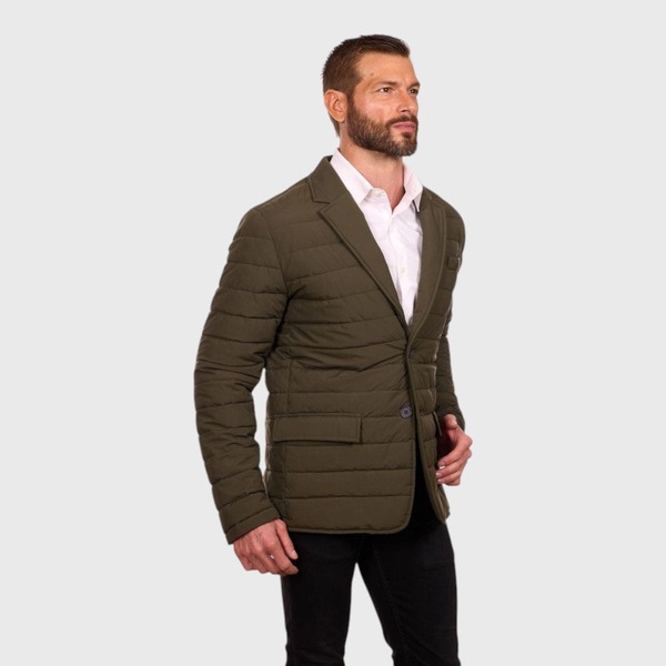ペリーエリス メンズ アウター ジャケット・ブルゾン キルティング ブレザー Perry Ellis Tech Stretch Quilted Blazer Jacket Olive オリーブ