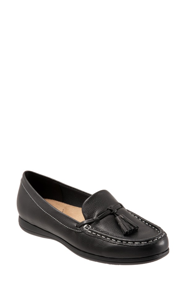 トロッターズ レディース シューズ スリッポン・ローファー Trotters Dawson Tasseloafer Black Leather 黒いこと
