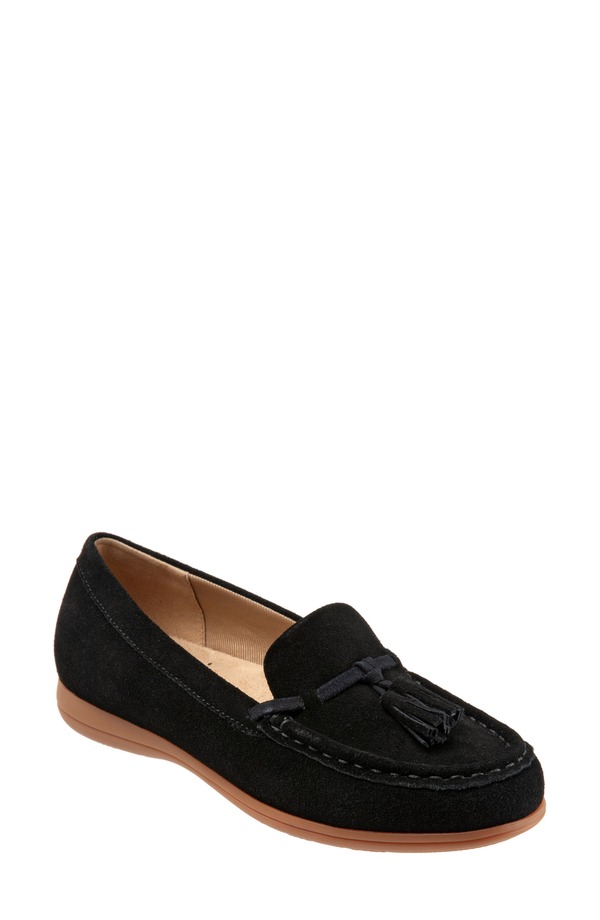 トロッターズ レディース シューズ スリッポン・ローファー Trotters Dawson Tasseloafer Black Suede 黒いこと