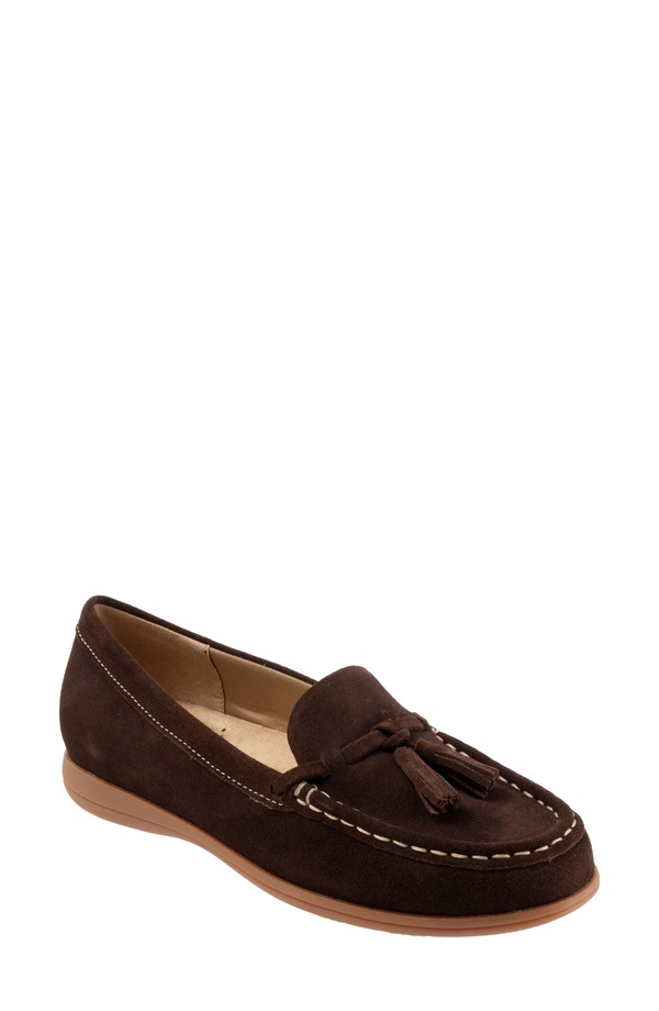 トロッターズ レディース シューズ スリッポン・ローファー Trotters Dawson Tasseloafer Dark Brown Suede 赤銅色