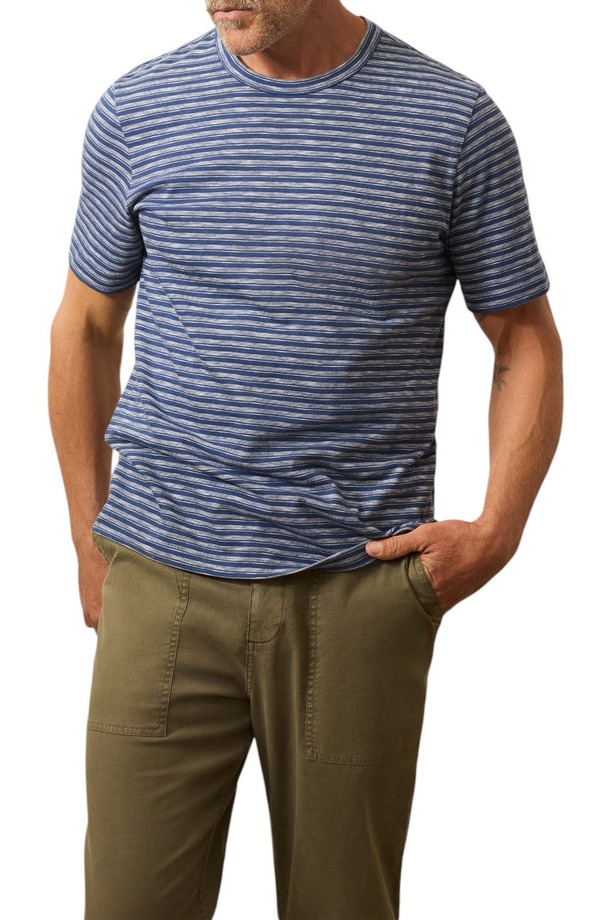 ファレティ メンズ トップス Tシャツ コットン Faherty Sunwashed Stripe Organicotton T-Shirt Riverapidstripe ストライプ|ReVida 店