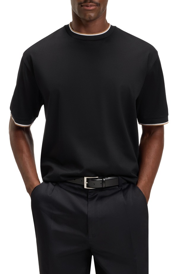 ボス メンズ トップス Tシャツ クルーネック BOSS Tames Tipped Crewneck T-Shirt Black ブラック 17,381円