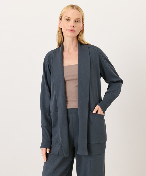 パクト レディース アウター パーカー・スウェット コットン カーディガン Pact Organicotton Airplane Wrap Cardigan Steel Blue ブルー|ReVida 店