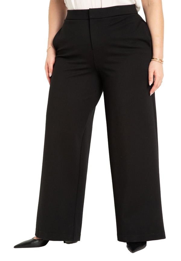 エロクイ レディース ボトムス レギンス ワイドレッグ ELOQUII The Ultimate Stretch Wide Leg Pantotally Black ブラック｜ReVida 店